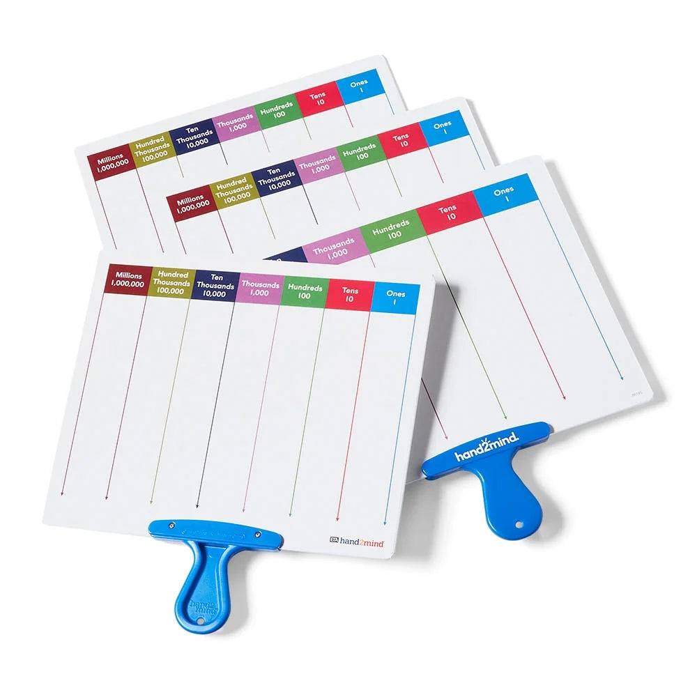 Place Value Answer Boards, Double-Sided Dry Erase Paddles with Handle, Classroom Whiteboards for Students, Math Manipulatives 4Th Grade, Math Teacher Must Haves (Set of 4)