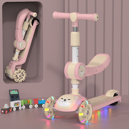 Unisex Baby 3-in-1 Slide-and-Fold Ride-On Toy