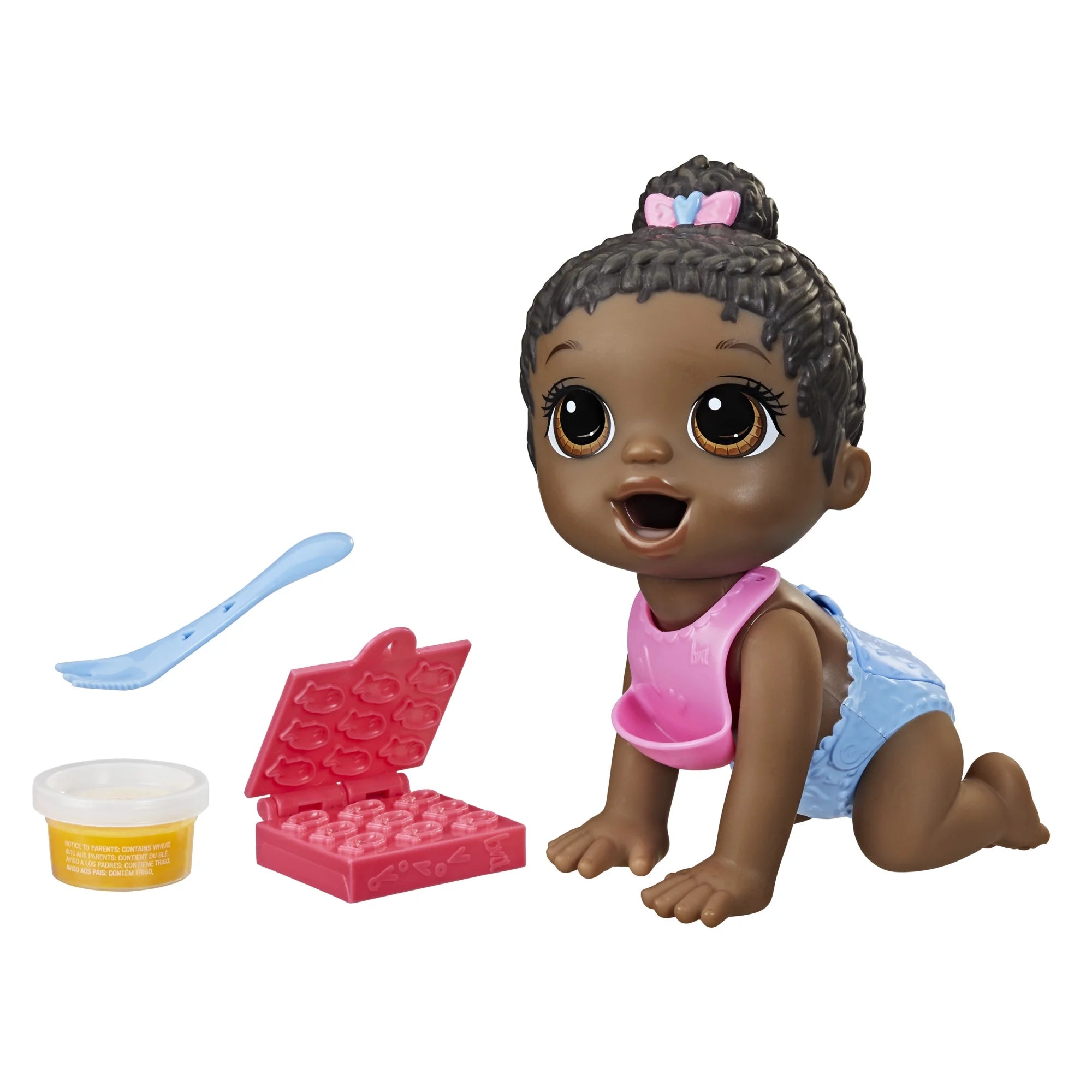 Lil Snacks Doll, Eats and "Poops," 8-Inch Baby Doll Toy, Kids 3 and Up, Black Hair