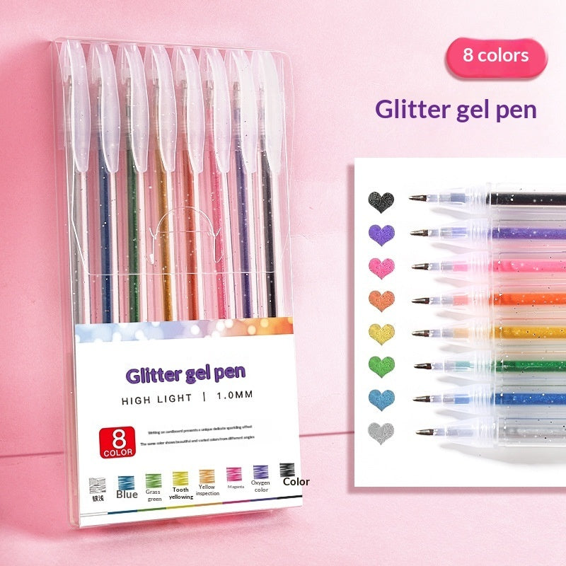Colorful Glitter Pens Luminous Shimmering Curry Pens Sparkling Ballpoint Pens