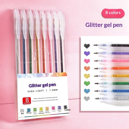 Colorful Glitter Pens Luminous Shimmering Curry Pens Sparkling Ballpoint Pens