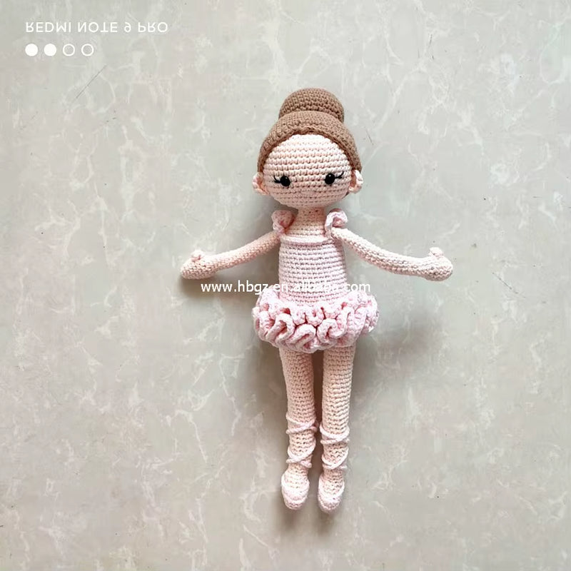Custom Color Organic Cotton Handmade Girl Doll Girl Ballerina Knitted Doll Gift L for Children'S Day Christmas Day