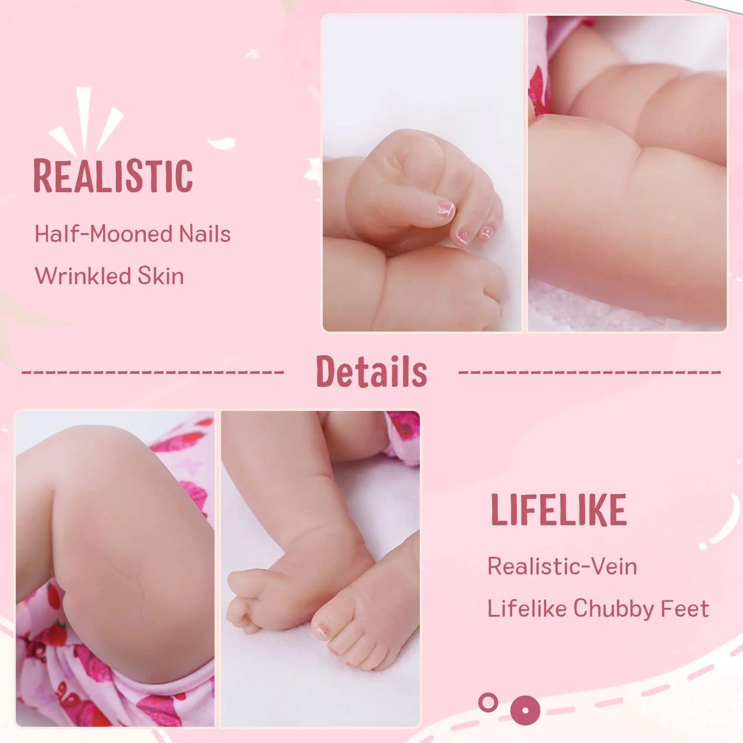 RSG Reborn Baby Dolls 20 Inch Soft Cloth Body Newborn Baby Adorable Smiling Dolls with Clothes for Kids Age 3+