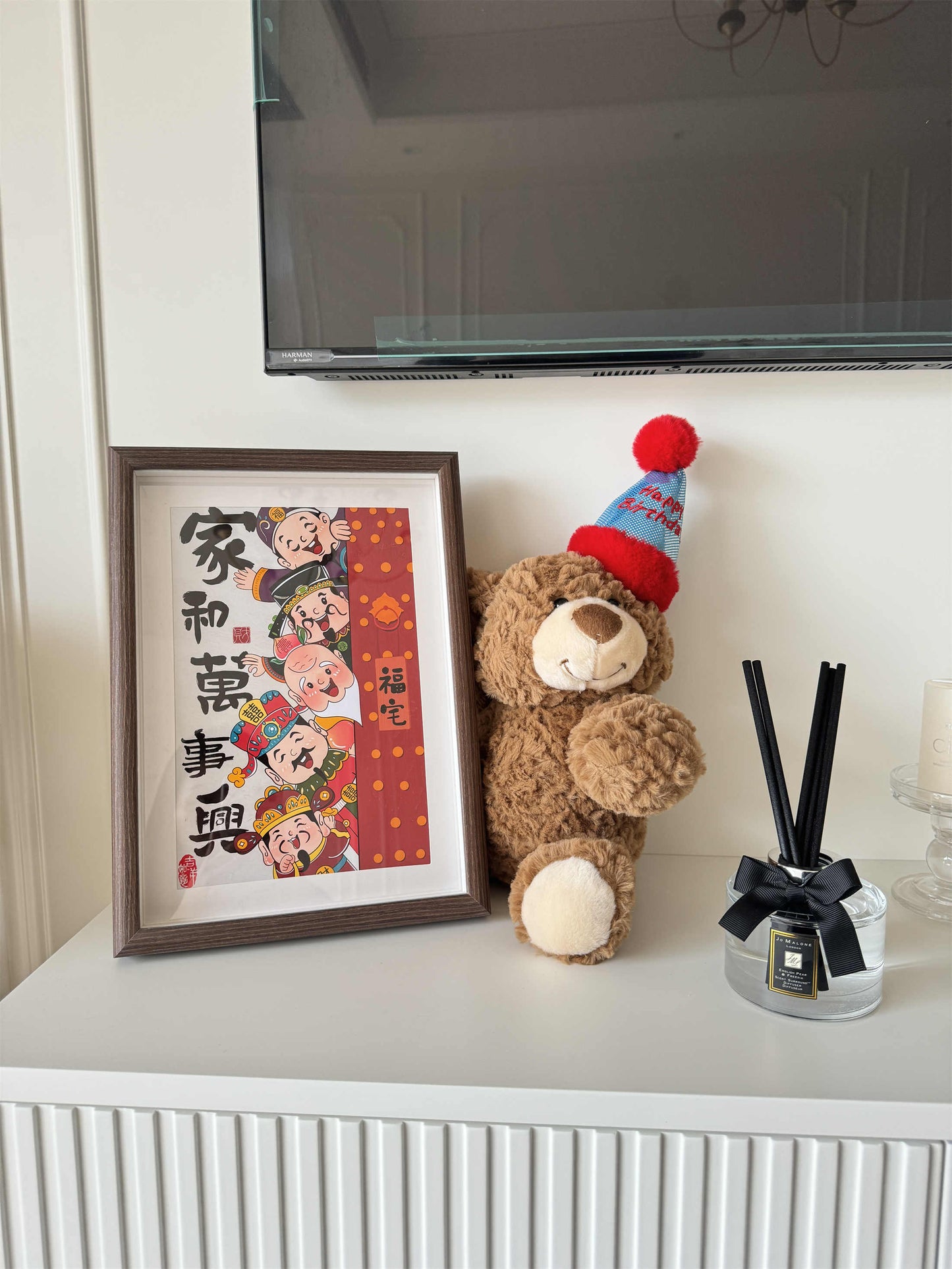 Cute Birthday Bear Doll Bedroom Door Handle Decoration Plush Toy