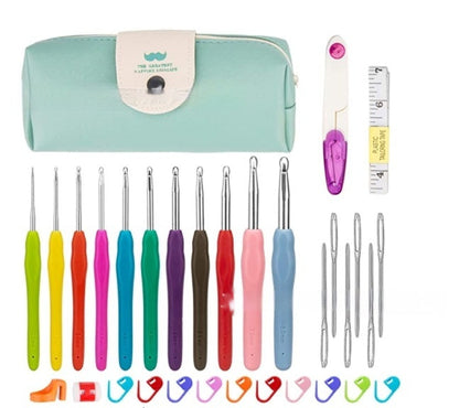 Crochet Needle Beard Pack Crochet Hook Set Colorful TPR Soft Handle Crochet - LJ Enterprise