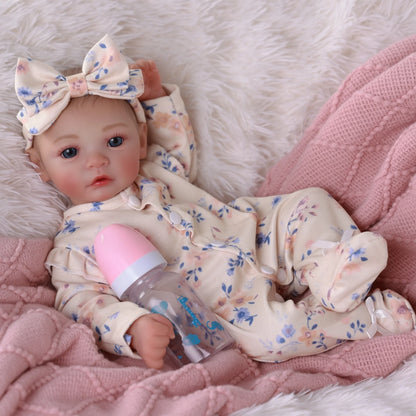 RSG 18" Lifelike Reborn Baby Dolls - Newborn - Soft Cloth Body Real Life Baby Dolls with Gift Box for Kids Age 3+