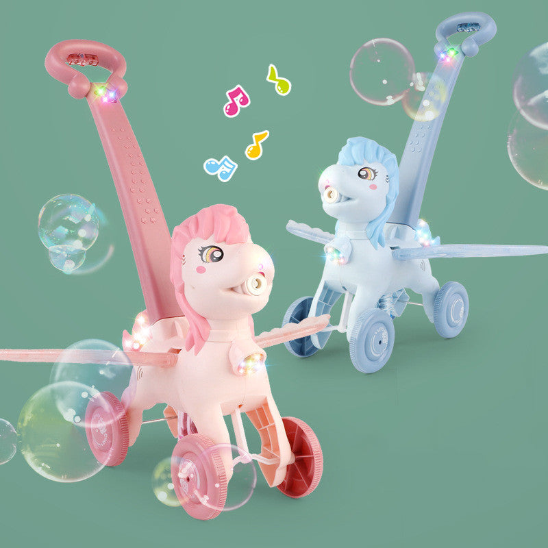Children's Outdoor Hand Push Bubble Machine Electric Light Music