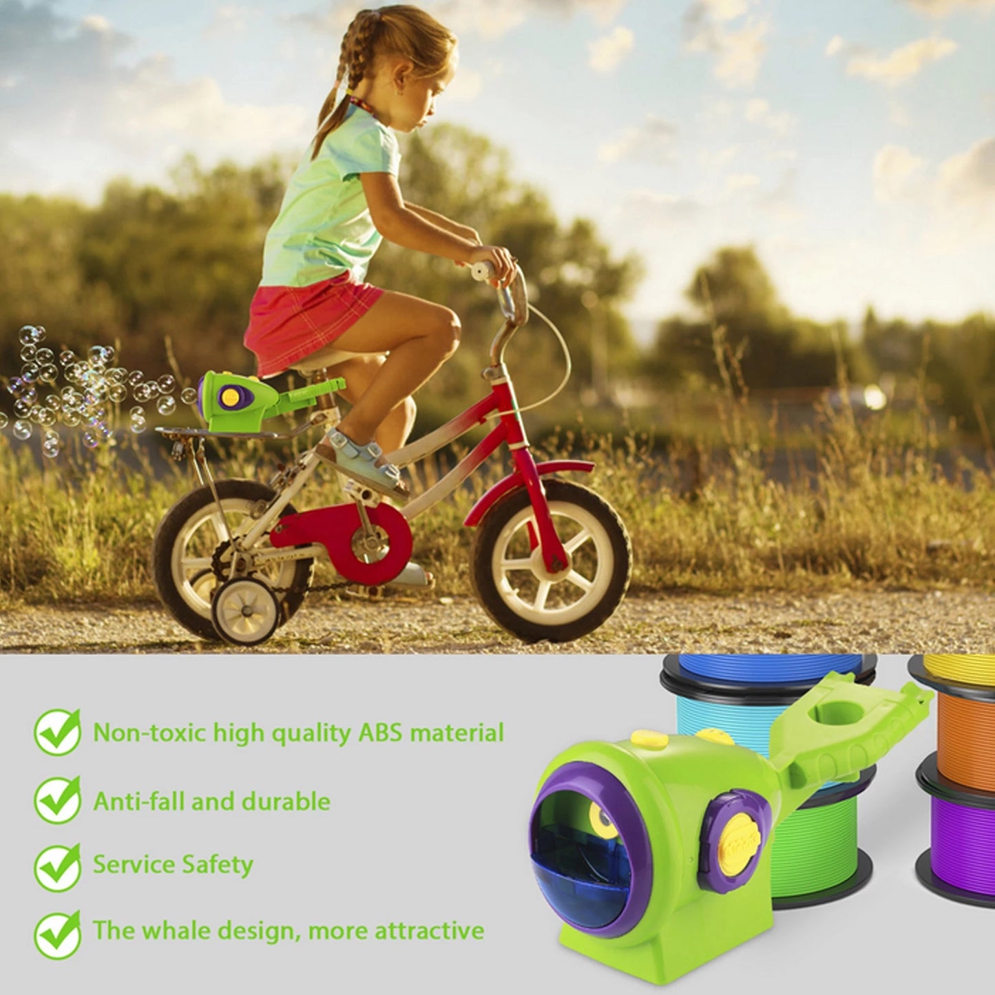 Bike Bubble Machine Automatic Bubble Machine Gun Soap Glow Bubble Blower Outdoor Kids Toy