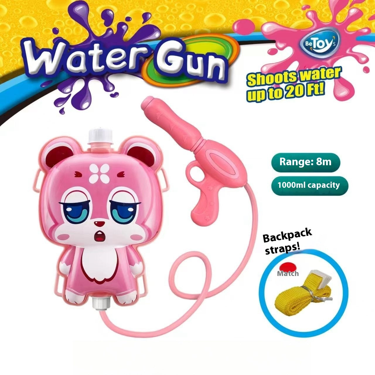 Children's Pull-out Backpack Water Gun Toy Water Playing Outdoor Water Fight Water - LJ Enterprise