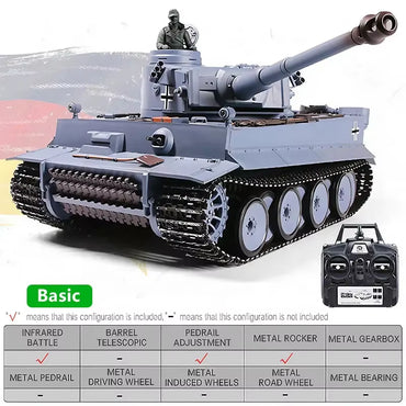 Heng Long 3818-1 2.4G 1/16 Germany Tiger Heavy Remote Control Tank Radio Control Battle RC Tank Metal