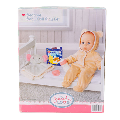 Bedtime Baby Doll Play Set, Mocha and Ivory Outfit, 14-Inch Doll, 6 Pieces Included