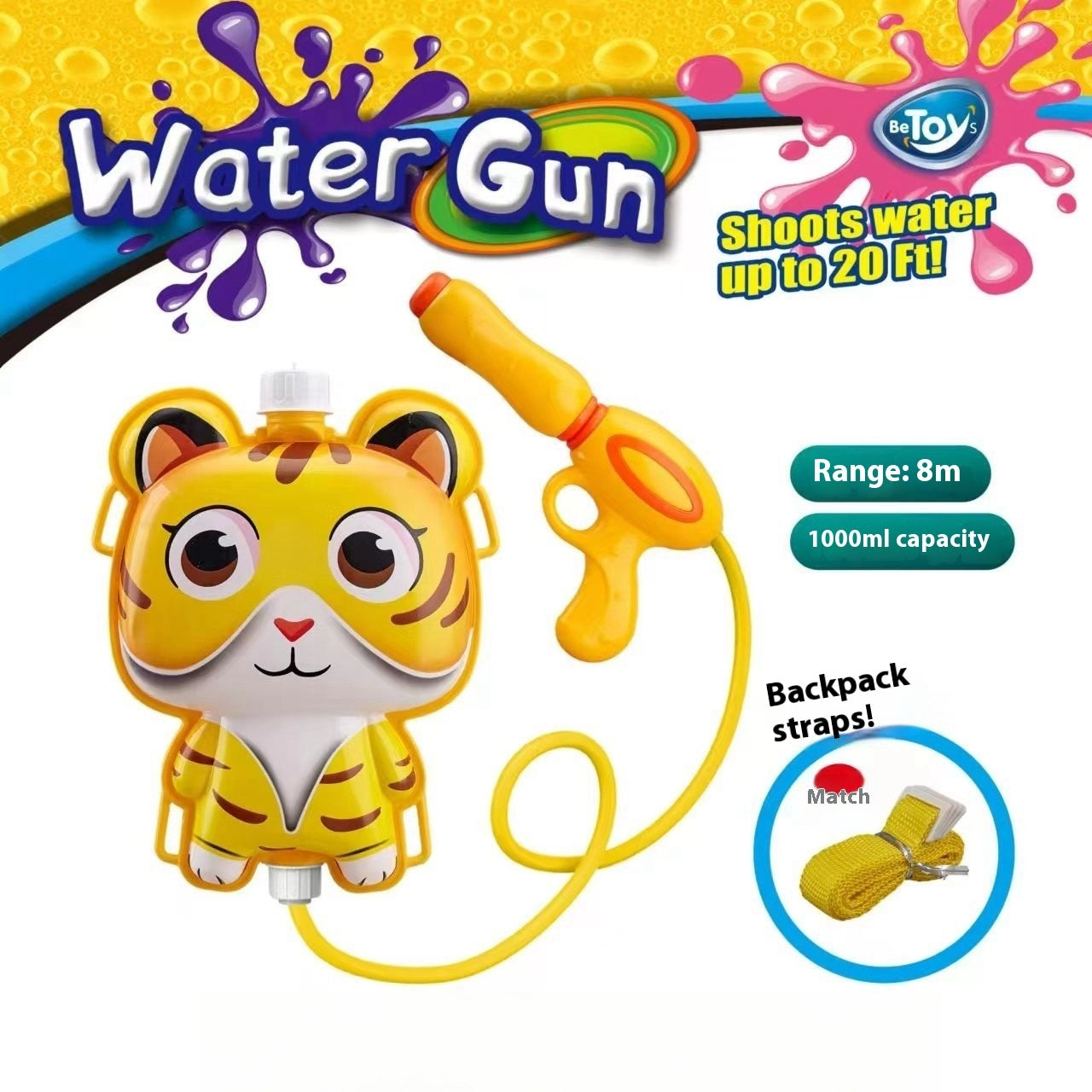Children's Pull-out Backpack Water Gun Toy Water Playing Outdoor Water Fight Water - LJ Enterprise