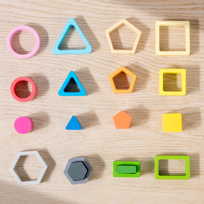 Wooden Colorful Shape Four Or Five Sets Of Columns Early Education Puzzle