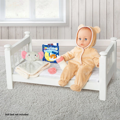 Bedtime Baby Doll Play Set, Mocha and Ivory Outfit, 14-Inch Doll, 6 Pieces Included