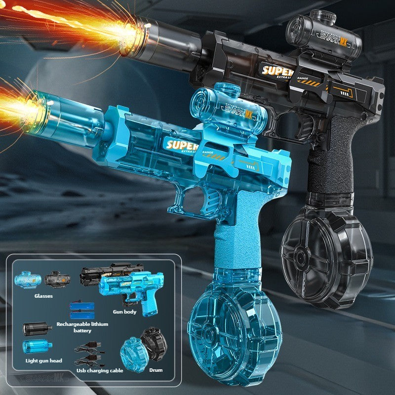LED Lights Electric Water Guns Children Simulated Shooting Recoil Powerful Automatic Water Spray Gun Kids Summer Outdoor Toys - LJ Enterprise
