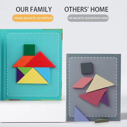 ABS Geometry Tangram Paper Book DIY Puzzle Teaching Aids Toys