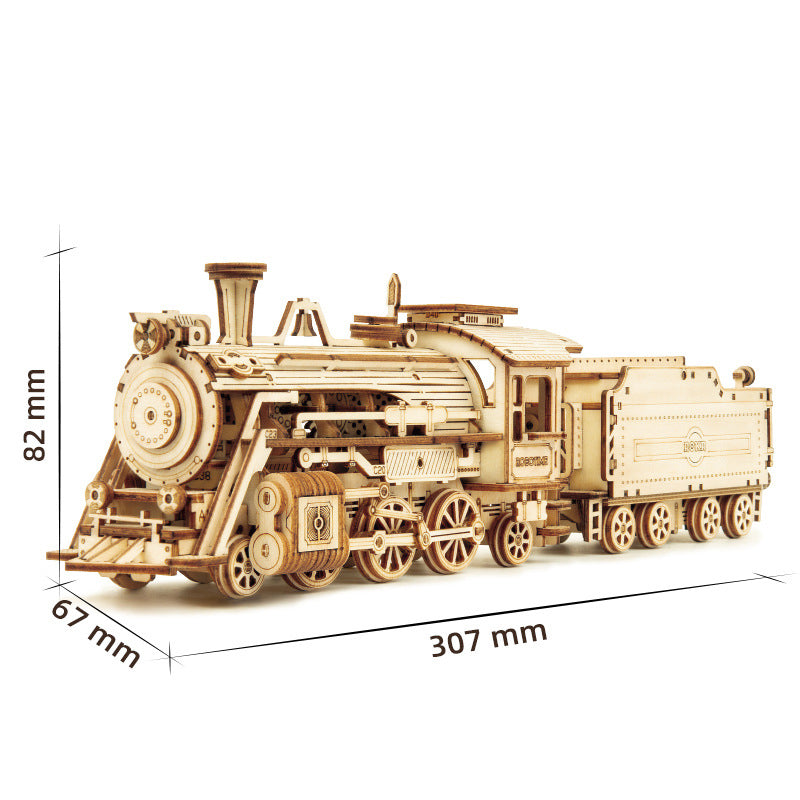 3D Wooden Puzzle Train Model DIY Wooden Train Toy Mechanical Train Model Kit Assembly Model Home Decoration Crafts - LJ Enterprise