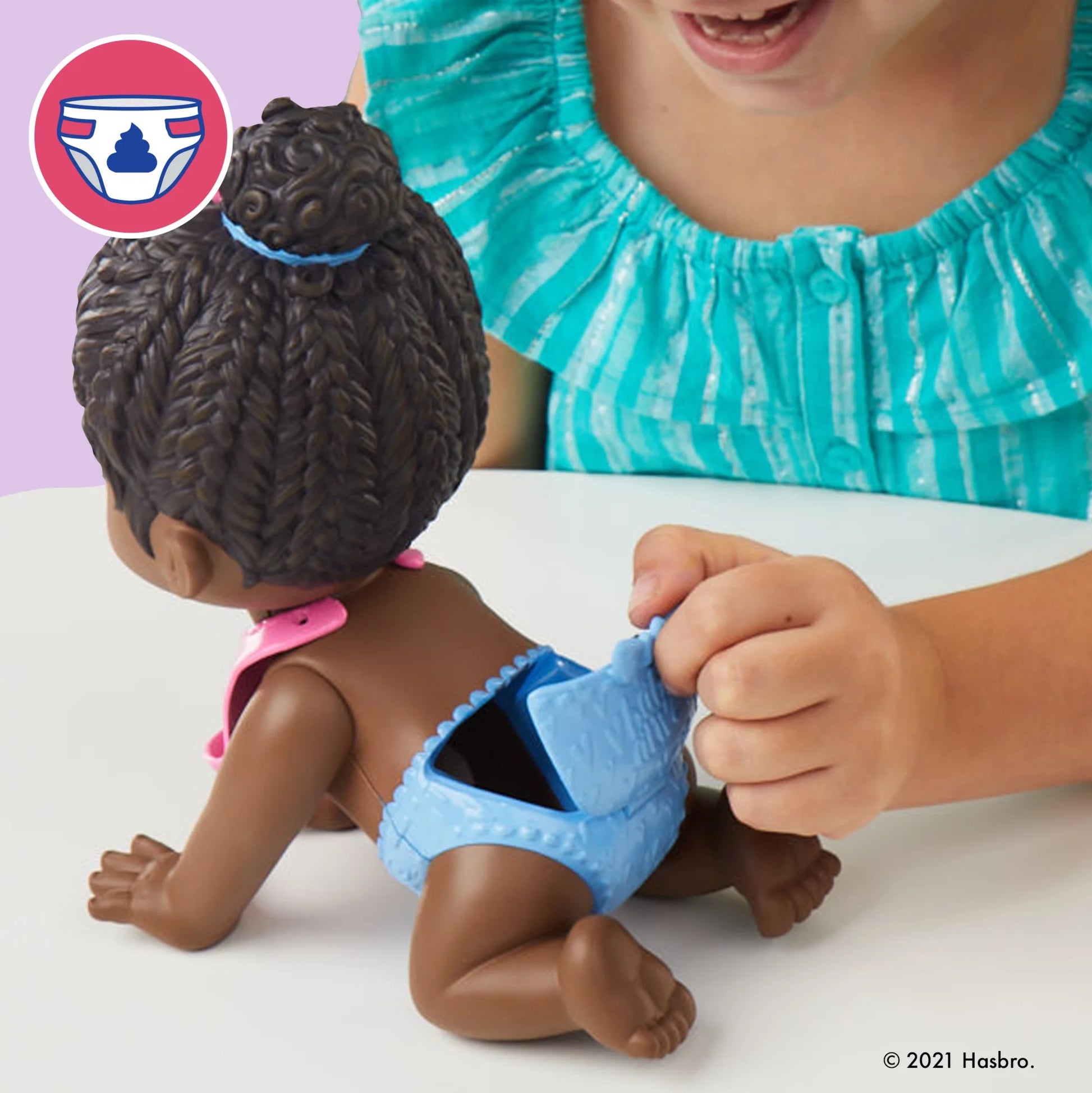 Lil Snacks Doll, Eats and "Poops," 8-Inch Baby Doll Toy, Kids 3 and Up, Black Hair