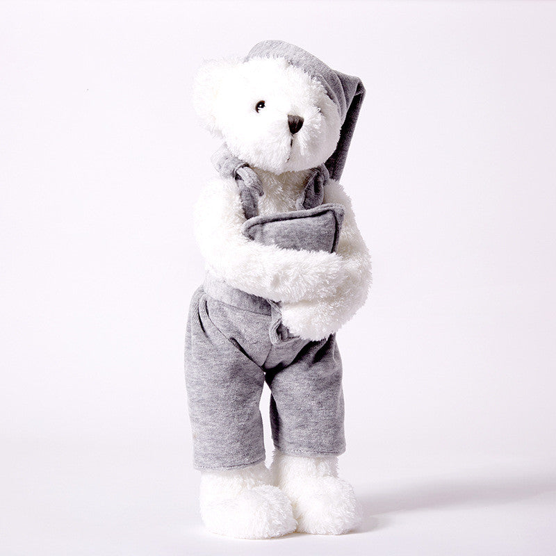 New White Pajamas Bear Doll Children Sleep With Plush Toys Birthday Gift