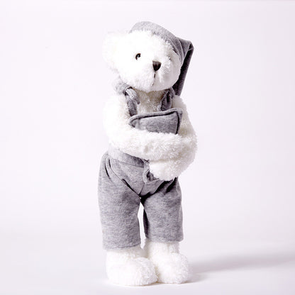 New White Pajamas Bear Doll Children Sleep With Plush Toys Birthday Gift