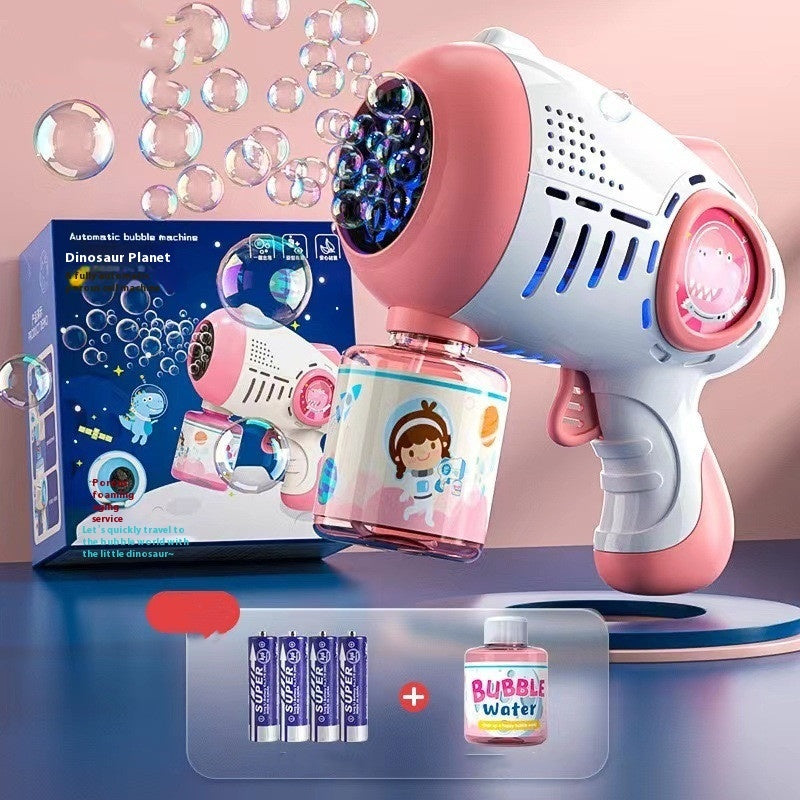 Children's Bubble Machine Handheld Automatic Dinosaur Space Lock And Load Spray Blowing Bubble Machine Internet Celebrity Toys