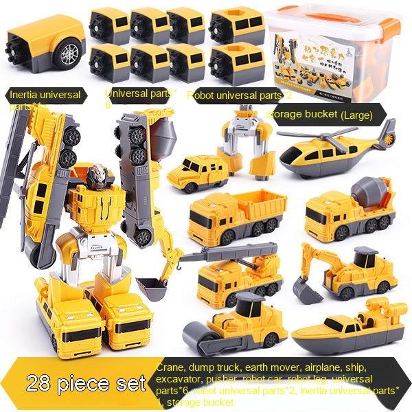 Children's Magnetic Inertia Variety Toy Robot Assembly Transformer Toy Car