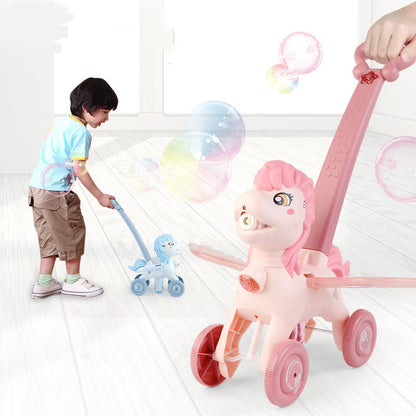 Children's Outdoor Hand Push Bubble Machine Electric Light Music