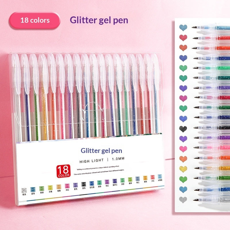 Colorful Glitter Pens Luminous Shimmering Curry Pens Sparkling Ballpoint Pens