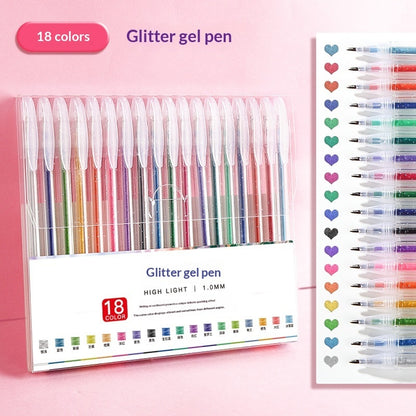 Colorful Glitter Pens Luminous Shimmering Curry Pens Sparkling Ballpoint Pens