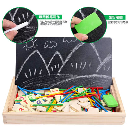 Baby Montessori Toy Math Woodentoy Learning Box Number Educational Game with Drawing Wooden Board Educational Toys for Children
