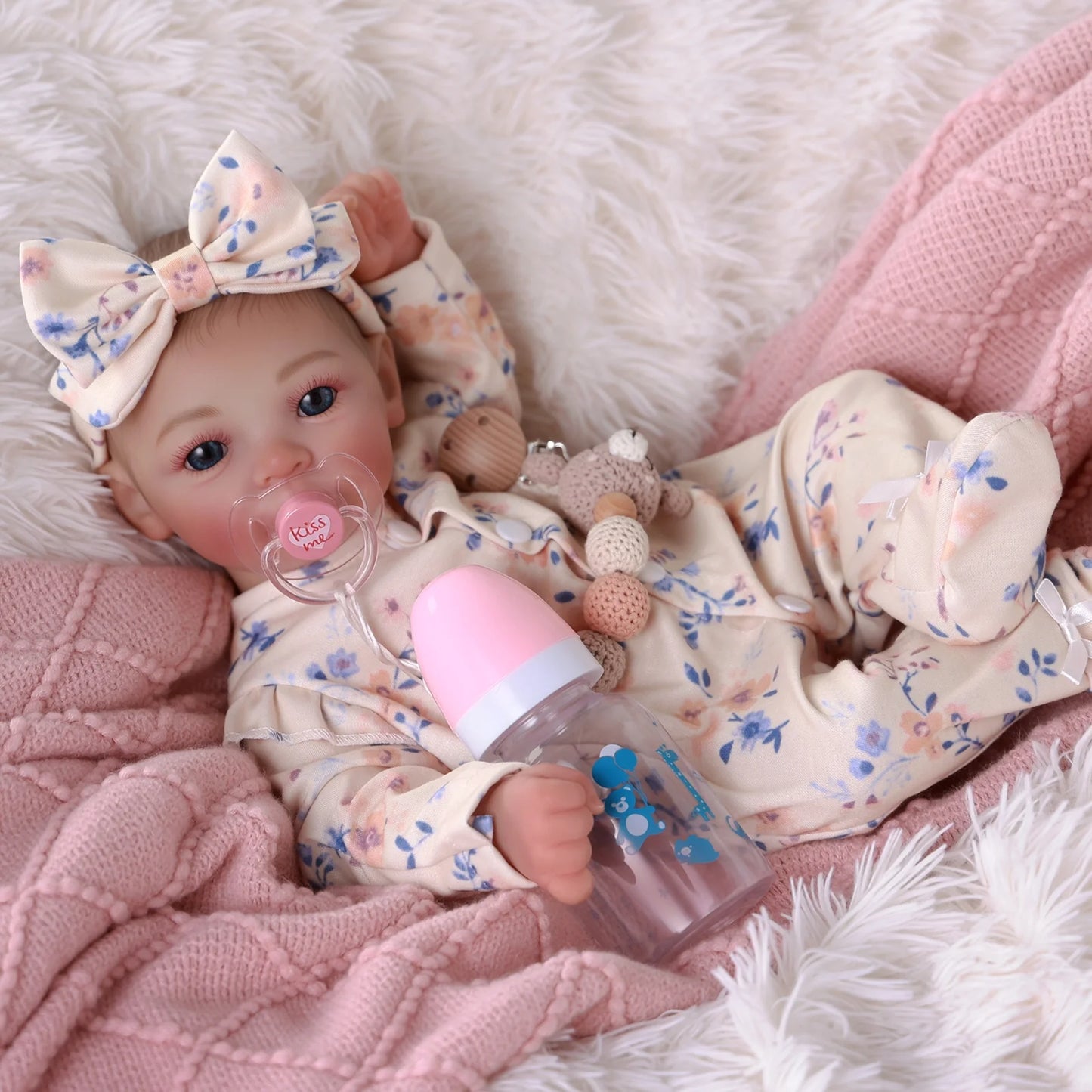 RSG 18" Lifelike Reborn Baby Dolls - Newborn - Soft Cloth Body Real Life Baby Dolls with Gift Box for Kids Age 3+