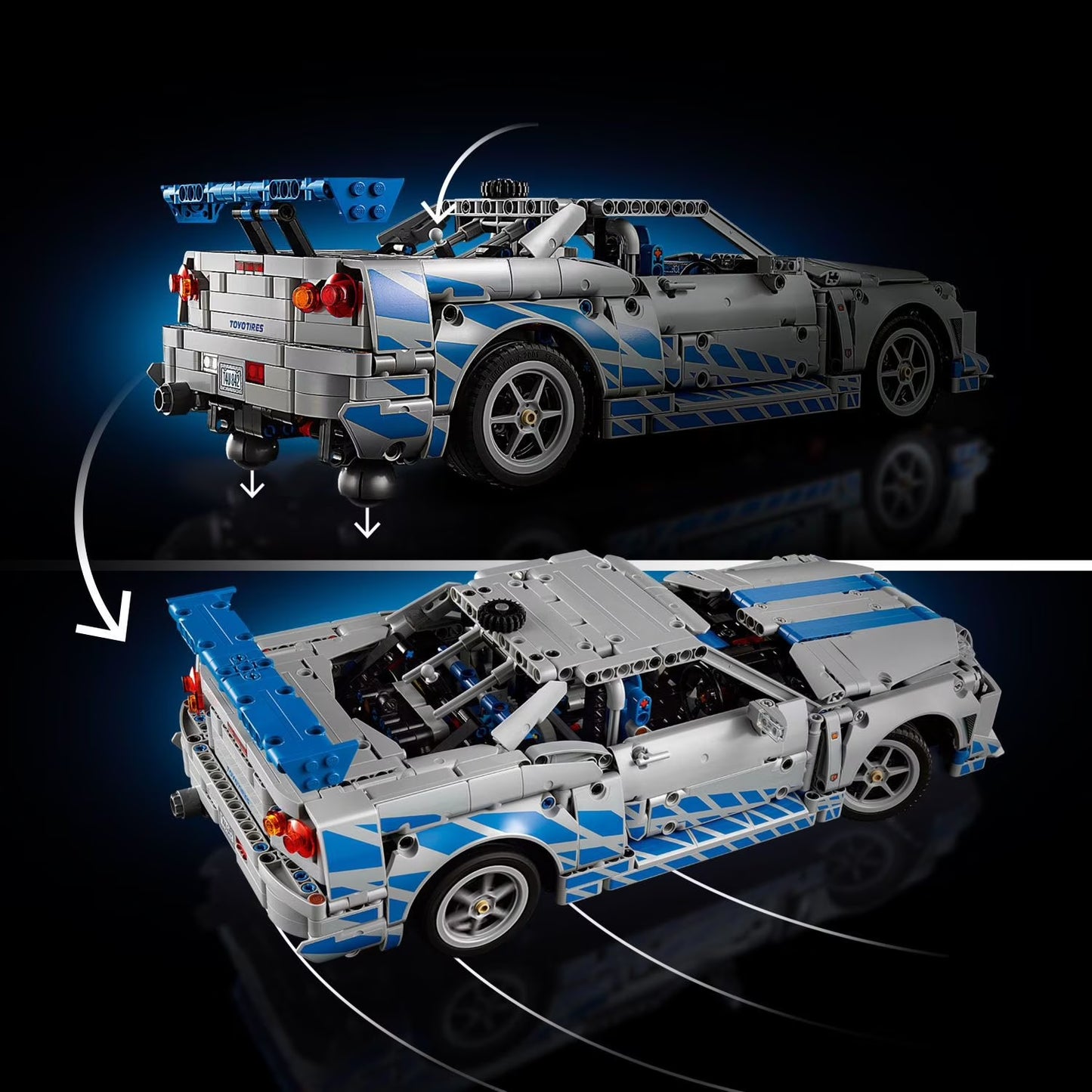 Technic 2 Fast 2 Furious Nissan Skyline GT-R (R34) Car Building Set, 1410 Pc.