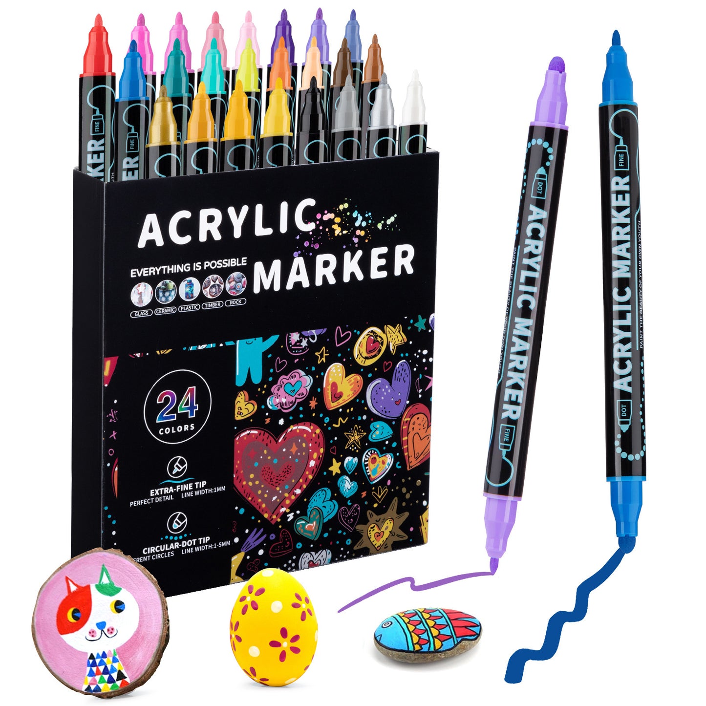 Household Stackable Dual-Tip Acrylic Markers