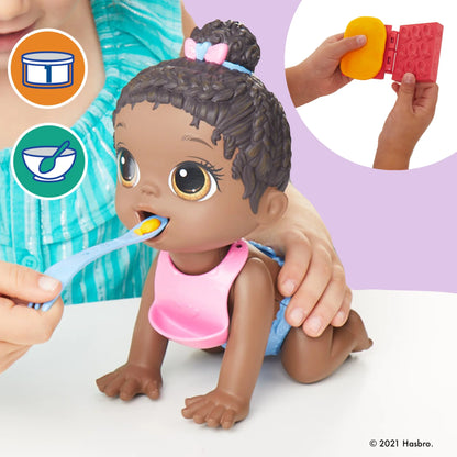 Lil Snacks Doll, Eats and "Poops," 8-Inch Baby Doll Toy, Kids 3 and Up, Black Hair