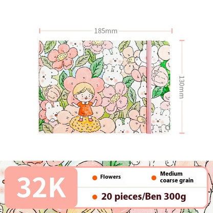 Feiluniao Watercolor Notebook Fabric Handmade Mini Portable Portable Character Sketch Hand Painted Graffiti Drawing Book