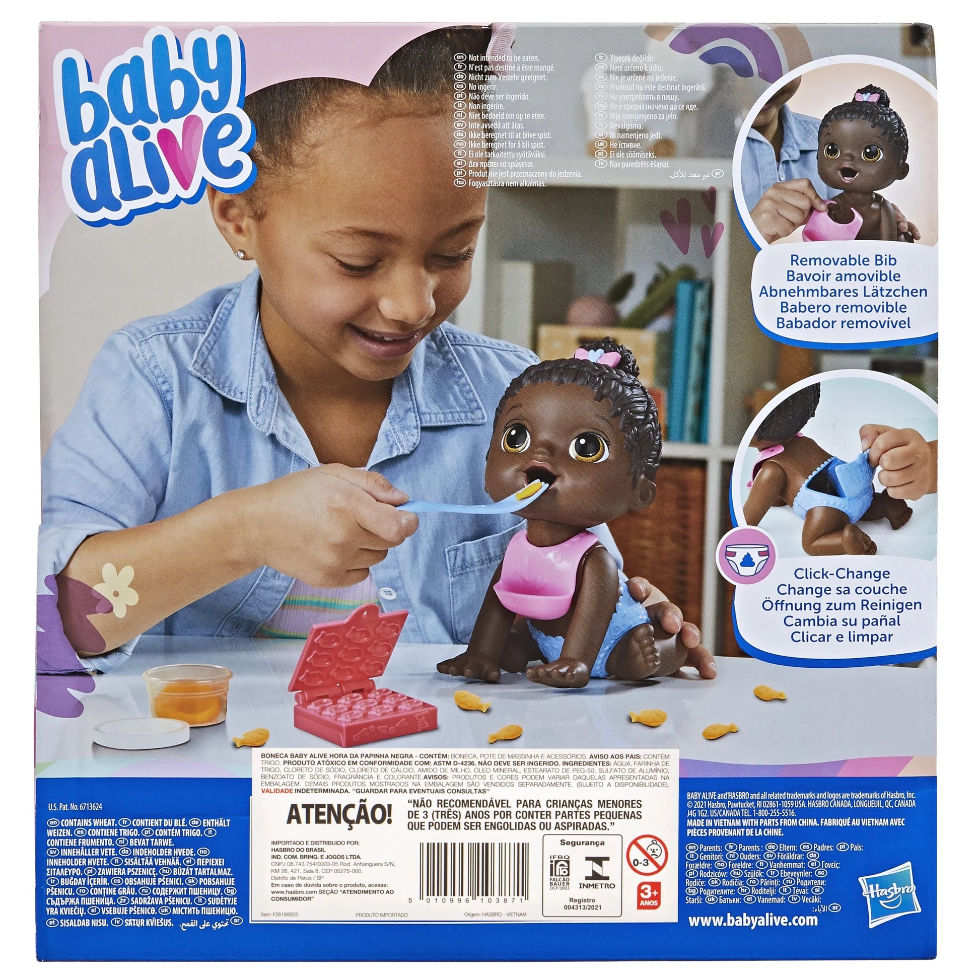 Lil Snacks Doll, Eats and "Poops," 8-Inch Baby Doll Toy, Kids 3 and Up, Black Hair
