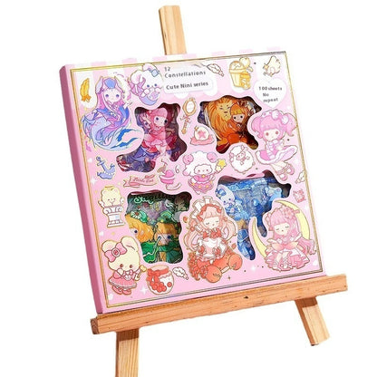 Twelve Constellation Stickers 00 Pieces Non-repeated Waterproof Goo Card Stickers Notebook Gift Box
