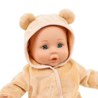 Bedtime Baby Doll Play Set, Mocha and Ivory Outfit, 14-Inch Doll, 6 Pieces Included