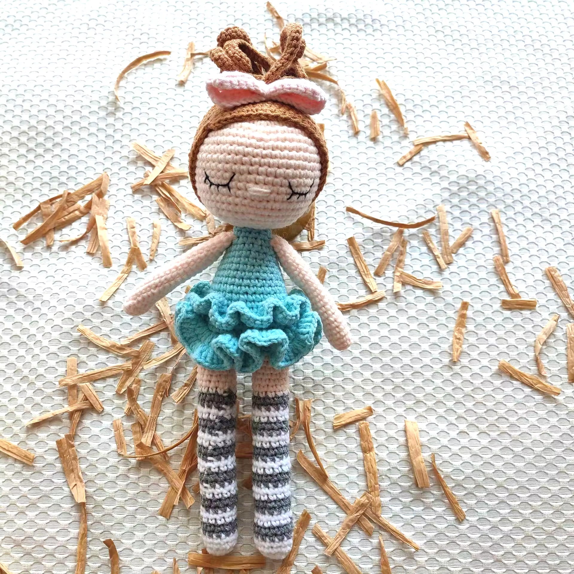 Custom Color Organic Cotton Handmade Girl Doll Girl Ballerina Knitted Doll Gift L for Children'S Day Christmas Day