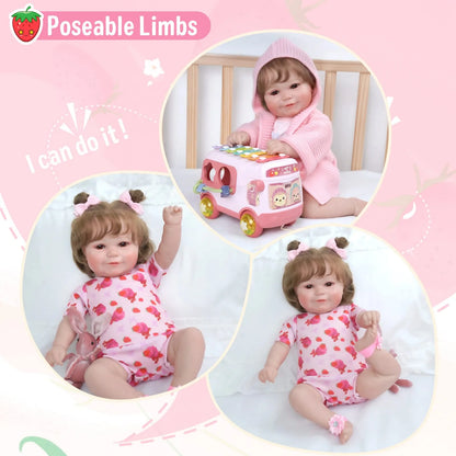 RSG Reborn Baby Dolls 20 Inch Soft Cloth Body Newborn Baby Adorable Smiling Dolls with Clothes for Kids Age 3+
