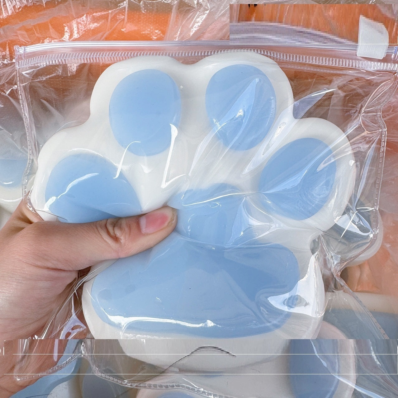 Super Large Glossy PVC Bag Super Soft Silicone Cat's Paw Compressable Musical Toy