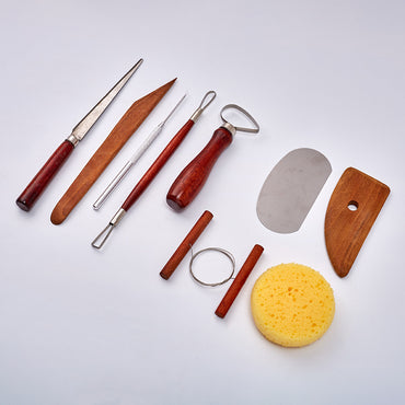 Pottery Clay Art Supplies Red 9 Piece Suit Pottery Diy Tools - LJ Enterprise