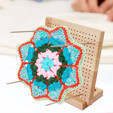 Knitted Yarn Shaped Crochet Square Solid Wood Woven Board - LJ Enterprise