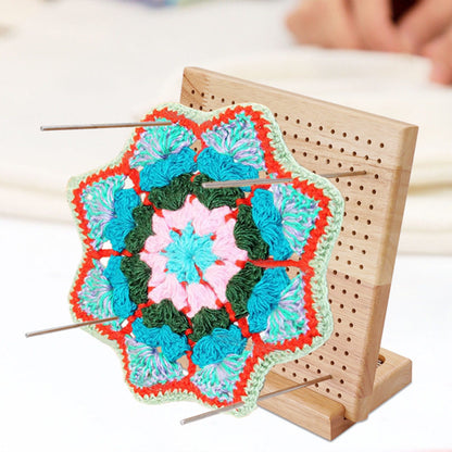 Knitted Yarn Shaped Crochet Square Solid Wood Woven Board - LJ Enterprise