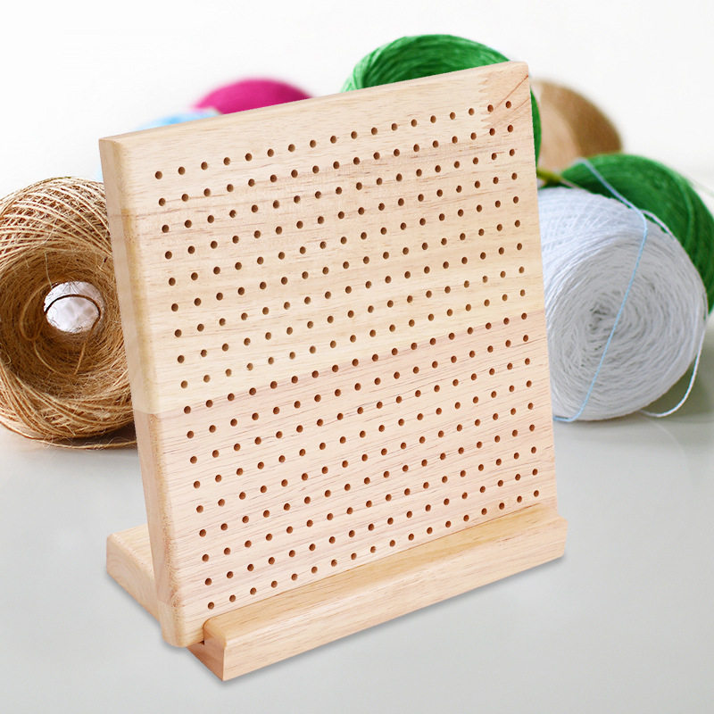 Knitted Yarn Shaped Crochet Square Solid Wood Woven Board - LJ Enterprise