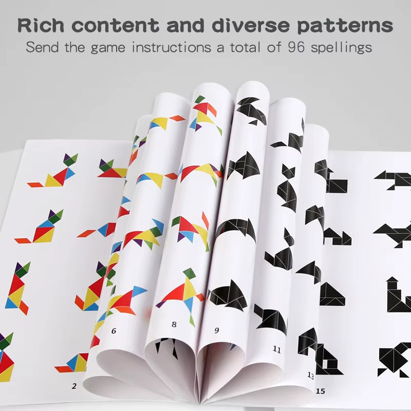 ABS Geometry Tangram Paper Book DIY Puzzle Teaching Aids Toys