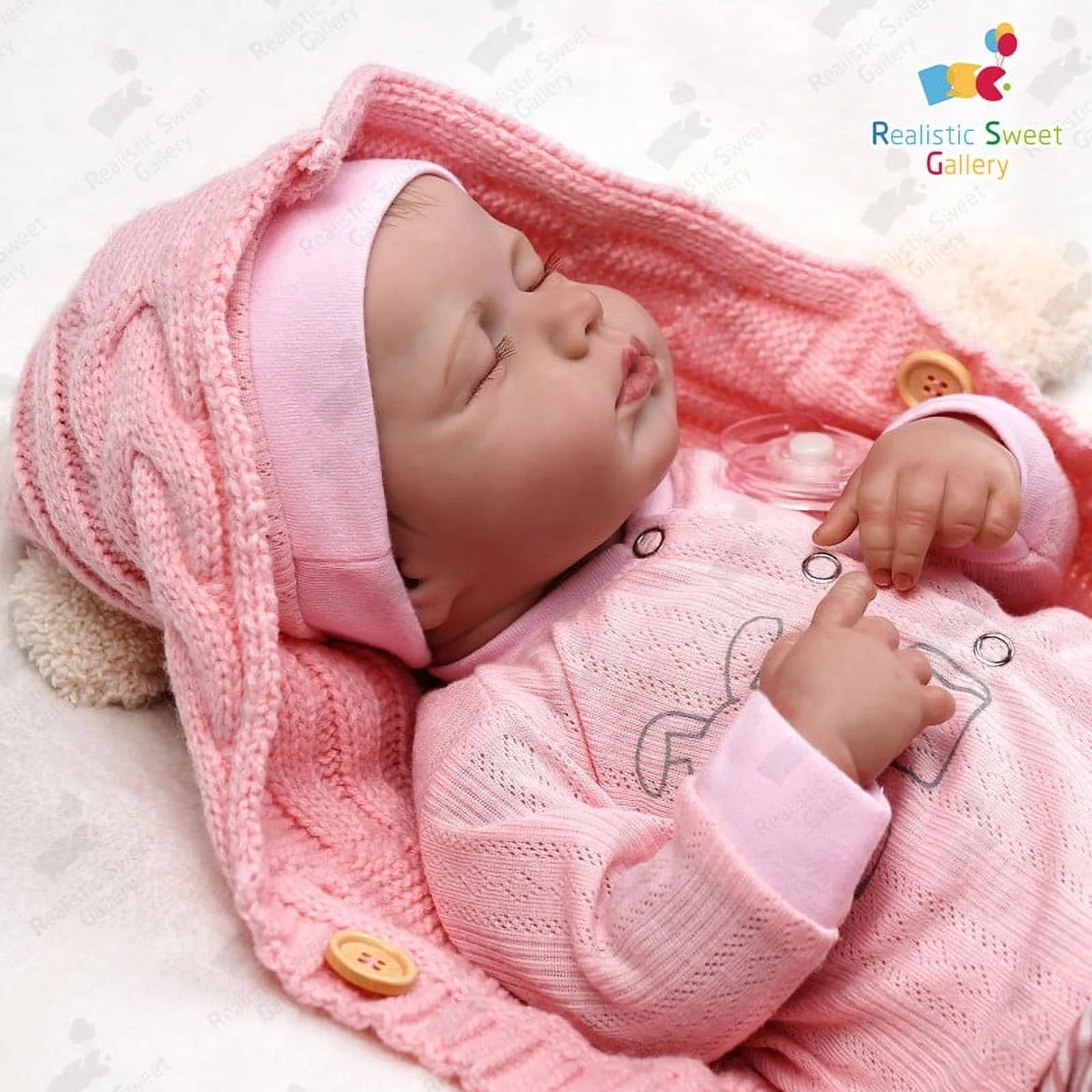 RSG 20-Inch Reborn Dolls - Soft Cloth Body Lifelike Sleeping Doll - Newborn Baby Dolls with Clothes and Toy Accessories Gift for Kids Age 3+, Pink-Hat (Cloth Body)