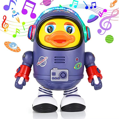 Hot Selling Baby Duck Cartoon Space Swinging Toy Musical Interactive Kids Light up Toy with Lights and Sounds Dancing Robot Toy