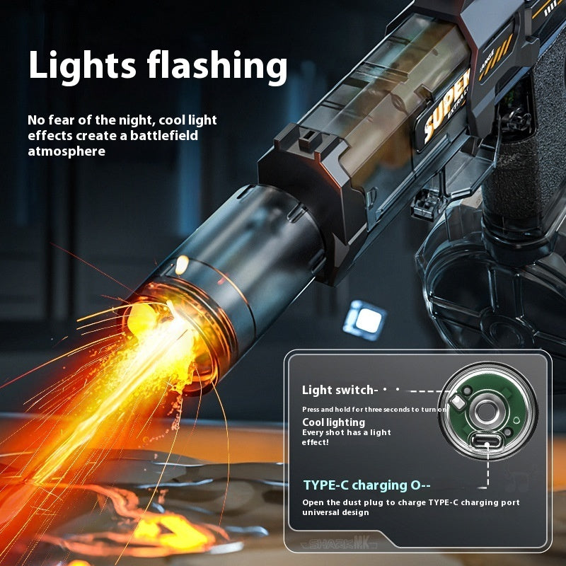 LED Lights Electric Water Guns Children Simulated Shooting Recoil Powerful Automatic Water Spray Gun Kids Summer Outdoor Toys - LJ Enterprise