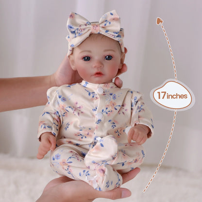 RSG 18" Lifelike Reborn Baby Dolls - Newborn - Soft Cloth Body Real Life Baby Dolls with Gift Box for Kids Age 3+